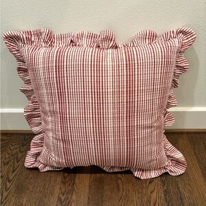Studio McGee Burgundy and Cream Ruffled 24”x24” Pillow